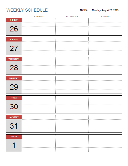 Simple Weekly Schedule