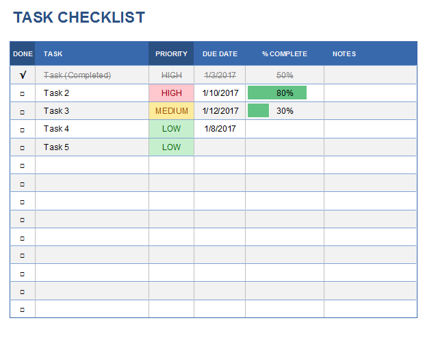 Task Checklist Template