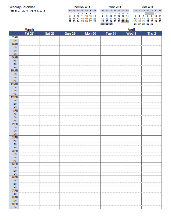 Weekly Calendar Template