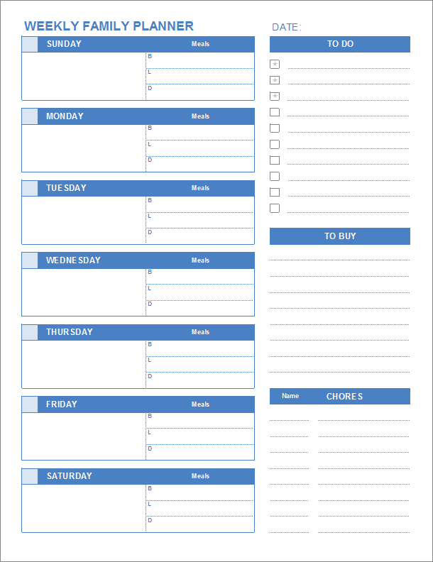 Weekly Family Planner