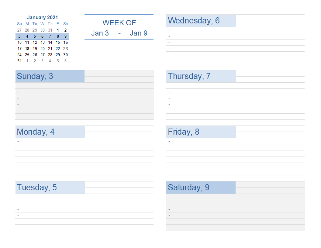 Weekly Planner (Landscape)