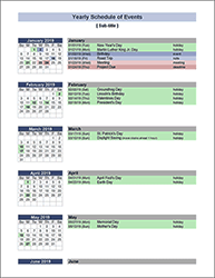 Yearly Schedule of Events Template